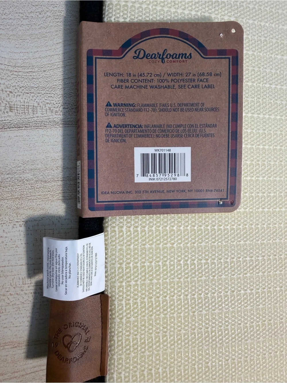 Set of 2 NWT Dearfoams Buffalo Plaid Faux Fur Memory Foam Bath Rugs